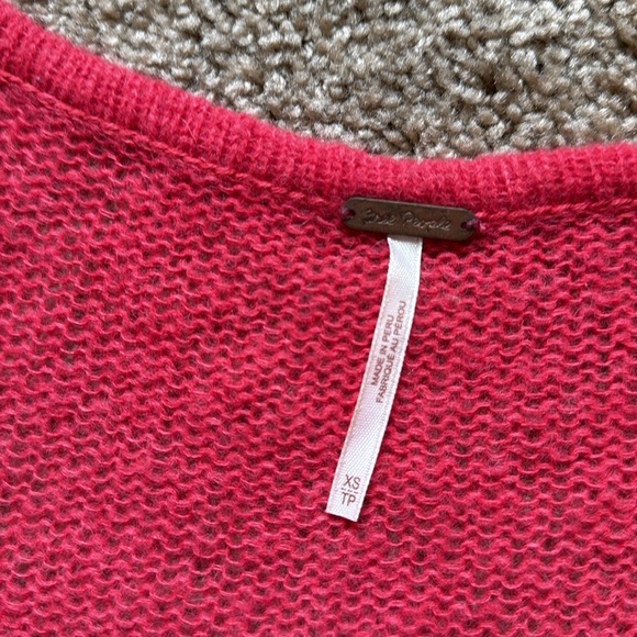 Free People Gossamer V Neck Pink Alpaca Wool Blend Oversized Sweater - Picture 6 of 10